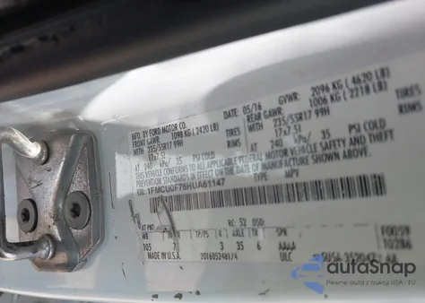 2017 Ford Escape S from USA, damaged, VIN 1FMCU0F76HUA61147